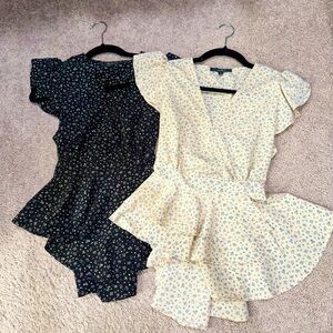 Paparazzi Black and Cream Floral Blouses